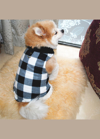 Жилетка для котів з кільцем Pet Style "Клітинка" Чорнобіла XL No Brand - (323232295)