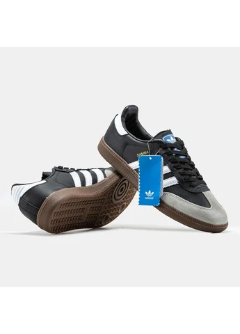 Белые летние кроссовки adidas samba vegan black white grey адидас самба No Brand