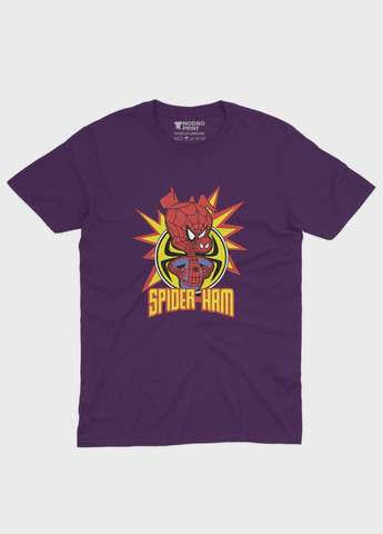 Фиолетовая демисезонная футболка для девочки с принтом супергероя - человек-паук (ts001-1-dby-006-014-035-g) Modno