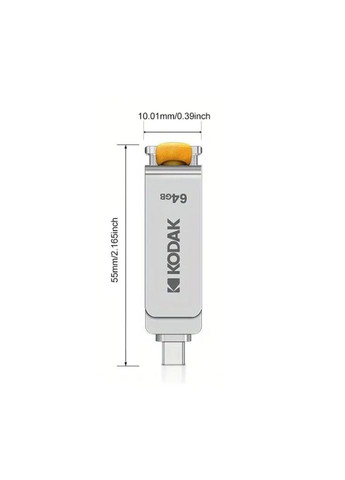 Флешка USB 2в1 64GB TypeC USB 3.1 для телефона и компьютера Silver Kodak (296107809)