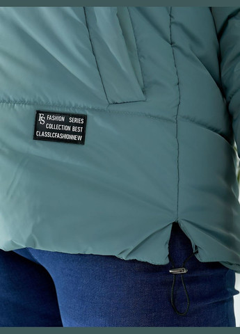 Оливковая демисезонная женская весенняя куртка короткая на молнии с капюшоном No Brand