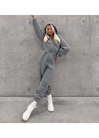 Комбинезон женщинам No Brand комбинезон-брюки однотонный графитовый кэжуал махра