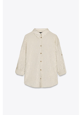 Смугаста сорочка з підгорнутими рукавами Zara (353492261)