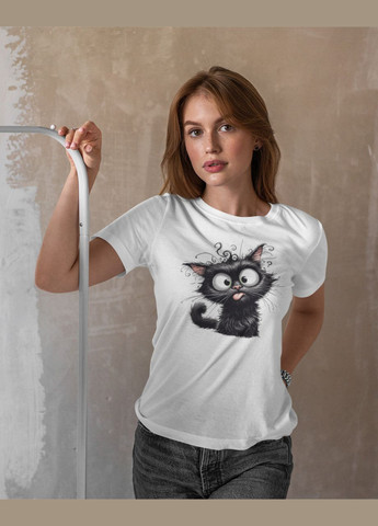 Женская футболка с принтом кота белая Mishe 2000406 - (298285448)