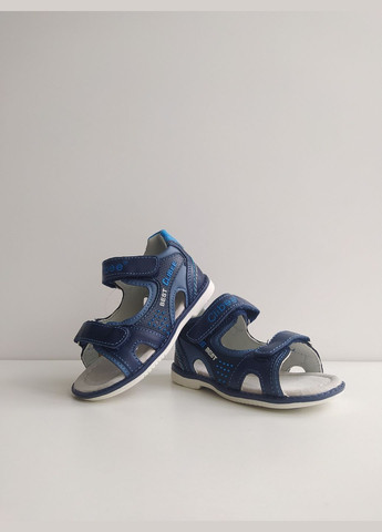 Синие детские кожаные сандалии 18 г 11,5 см синий артикул б184 Clibee