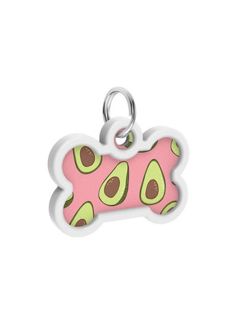 Адресник для собак і котів металевий Smart ID з QR паспортом, малюнок "Авокадо 2", кістка, Д 40 мм, Ш 28 мм WAUDOG (363200875)