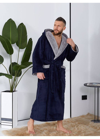 Халат чоловічий теплий з капюшоном No Brand (370813714)