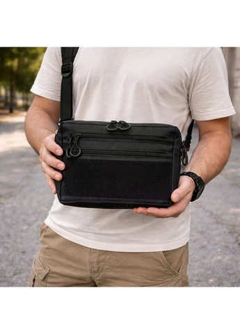 Тактична сумка для патчів Cordura 600D — 5 кишень, месенджер чорний з тканини No Brand (381219489)
