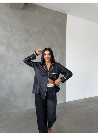 Черная пижама viktoriia's secret,полиэстр+вискоза,рубашка и штаны Україна