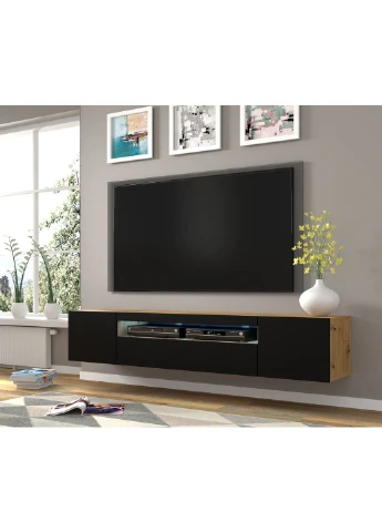 Тумба под телевизор AURA 200 дуб артизан/черный Bim Furniture (291124493)