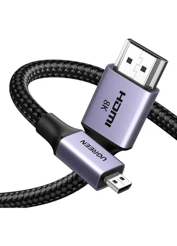 Кабель мультимедійний HDMI M to HDMI micro M 1.0m V2.1 8K60Hz HD164 black (15516) Ugreen (382075068)
