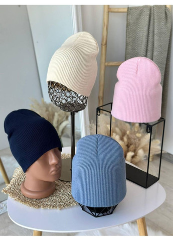 Женская шапка Jacquard без отворота. Стильная женская шапка Jacquard двойная тонкая No Brand (362146373)