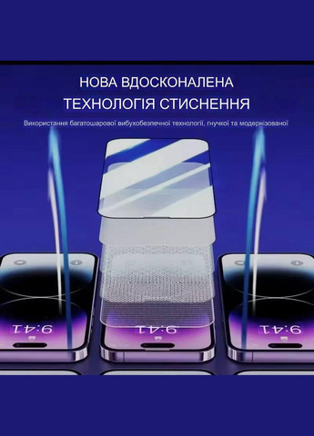 Самоклеюче загартоване захисне скло для iPhone 14 Pro Max підвищеною міцністю No Brand (334319200)