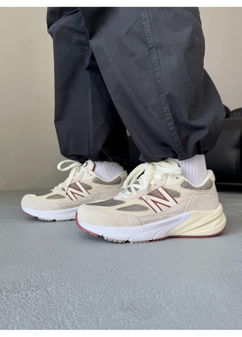 Бежевые демисезонные кроссовки мужские new balance new balane 990v6 x loro piana beige bordo нью беланс 9060 No Brand