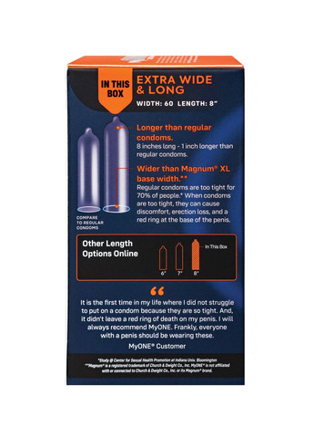 Презервативи MyONE Extra Wide and Long розмір 60K, 10 шт One (361670802)