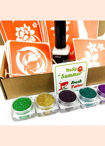 Набір для біо-тату "Літо 2.0 - гліттер" set-summer-v2-glitter Fresh Tattoo (302520350)
