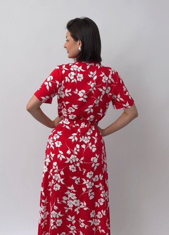 Червона повсякденний, кежуал сукня максі сукня-сорочка BeART з квітковим принтом