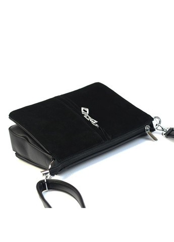 Чорна замшева жіноча прямокутна сумка крос боді клатч на три відділення на блискавці Yirui (301536418)