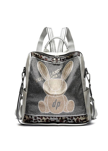 Жіночий рюкзак зі стразами Vippo Gray rabbit Italian Bags (293476800)