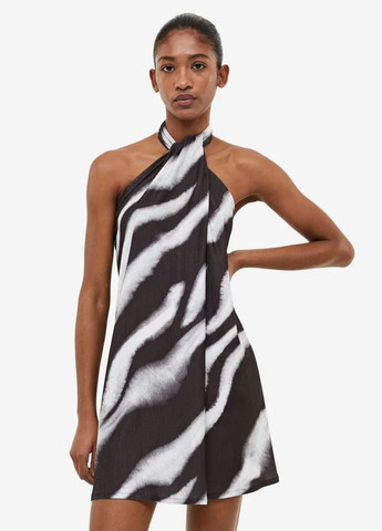 Комбинированное платье H&M с абстрактным узором