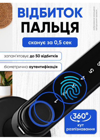 Дверна ручка з замком розумний біометричний замок для дверей смарт замикач з відбитком пальця кодова система TUYA M5 (361348605)