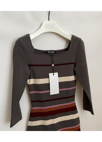 Сіра бандажне плаття сукня платье в полоску смужка обтяжку по фігурі трикотаж Vero Moda