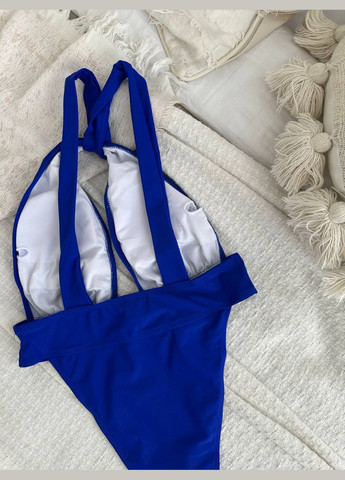 Синий летний женский купальник слитный No Brand