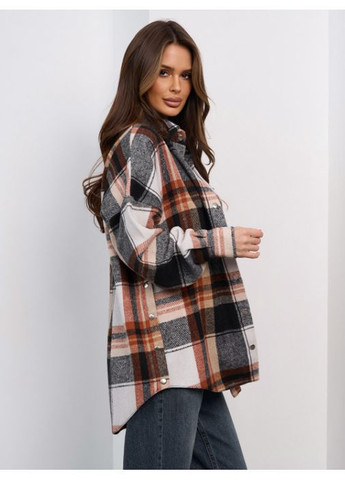 Оранжевая классическая, повседневный, кэжуал рубашка в клетку No Brand с длинным рукавом