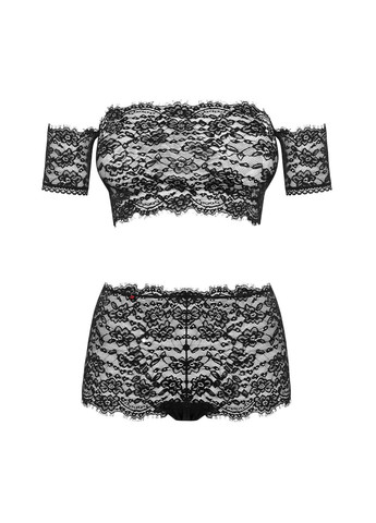 Комплект мереживний - топ та шортики Espanita, чорний, Obsessive (361670337)