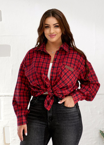 Красная повседневный, кэжуал рубашка в клетку No Brand с длинным рукавом