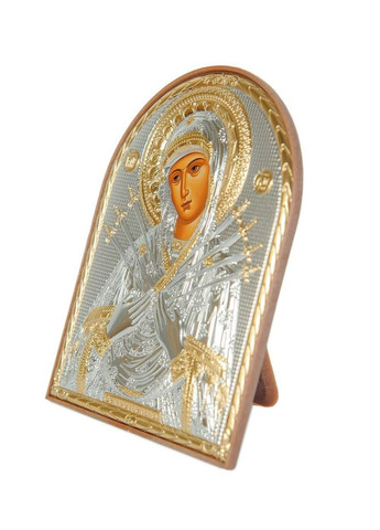 Ікона срібна Семистрільна Божа Матір 4х5,6 см на пластиковій основі (Греція) Silver Axion (266266138)