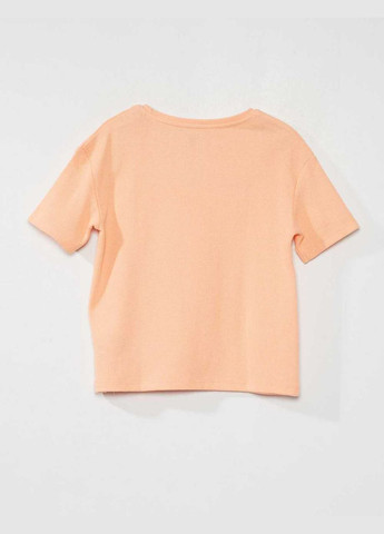 Персиковая футболка basic,персиковый с принтом, Kiabi