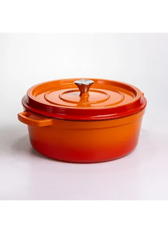 Чугунная эмалированная кокотница 7,5 л, HP-FLG-7 ORANGE Yiwu (406343438)