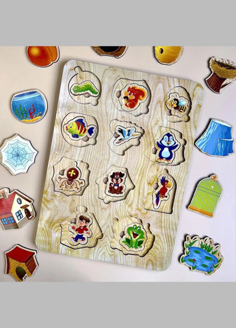 Дерев'яний пазл-вкладиш "Хто? Де живе?" (ПСД059) PSD059 сортер Ubumblebees (302010303)