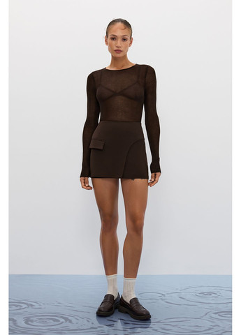 Темно-коричневая юбка мини серый 856 Papaya