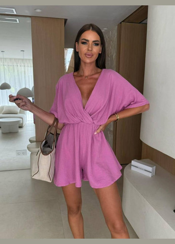 Женский комбинезон No Brand комбинезон-шорты однотонный розовый повседневный муслин