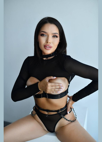 Чорний демісезонний жіночий комплект нижньої білизни No Brand