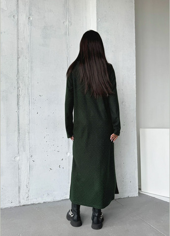 Темно-зелена спортивна, повсякденний, кежуал, джинсова практична повсякденна тепла жаноча сукня на байці сукня-худі INNOE з орнаментом