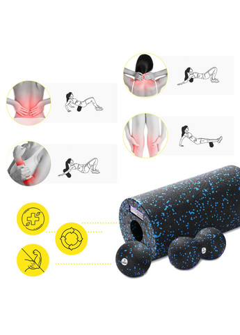 Масажний набір (Ball 8 см, Duoball 8 х 16 см та Foam Roller 30 х 15 см) Cornix XR-0078 (275654227)