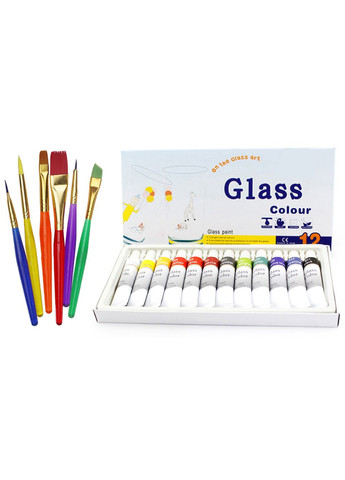 Набір акрилових фарб для розпису скла 12 кольорів Worison (322650439)