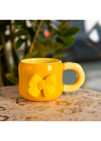 Чашка порцелянова з магнітом Бант 400 (мл) подарункова кружка прикольна чашка для дітей на подарунок з бежевим FM-52B Jooki (372010842)