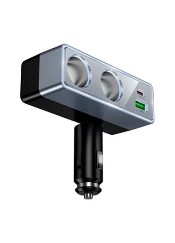 Автомобільний зарядний пристрій Z65B 240W 2 гнізда прикурювача + USB-C та USB-A PD QC3.0 Black Hoco (398318255)