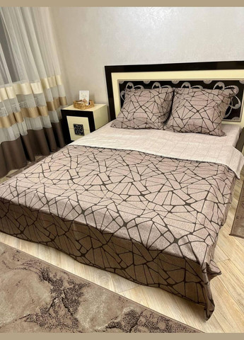 Постельное белье хлопковое Узоры Евро Простынь на резинке 160x200х20 Бязь Коричневое 70 х 70 No Brand (280946898)