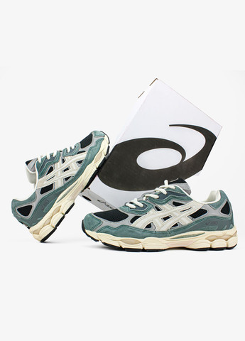 Зелені Осінні кросівки чоловічі і жіночі asics gel-nyc green grey | асікс гель-нюк зелені сірі No Brand