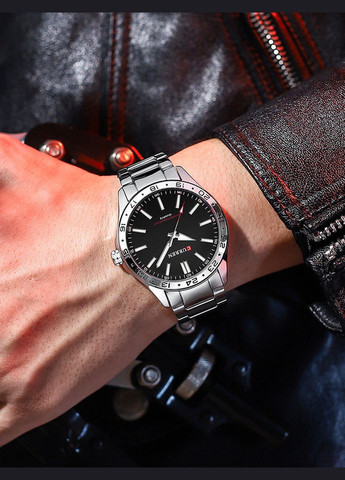 Чоловічий наручний годинник HECTOR сріблястий з чорним циферблатом ( код: IBW880SB ) Curren (331613673)