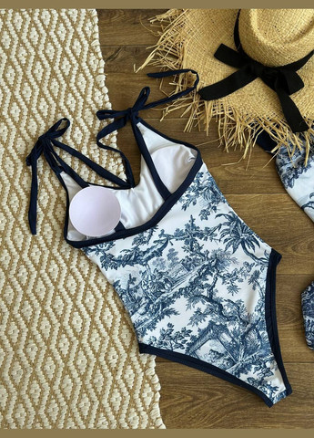 Белый летний изысканный купальник в комплекте с парео слитный No Brand