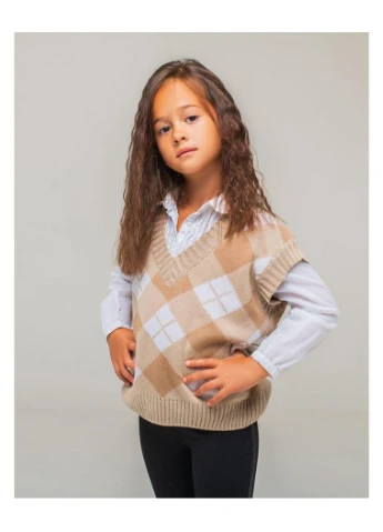 Жилетка Ромб бежевая Art Knit (387029842)