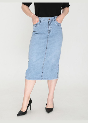 Спідниця жіноча джинсова тонка міді блакитна Estensivo Пряма (329854086)