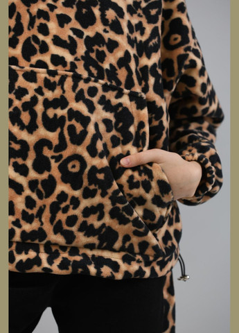 Коричневый зимний костюм (штаны, худи) подростковый леопардовый брючный IRmAS оверсайз