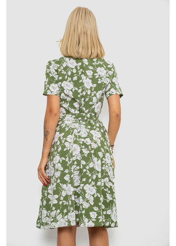 Оливковое платье софт на запах с принтом Ager